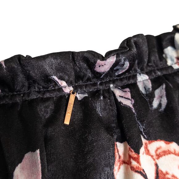 Misa Cecil Ruffle Flutter Sleeve Smocked Tiered Floral Dress Black Rose Small - Picture 8 of 15